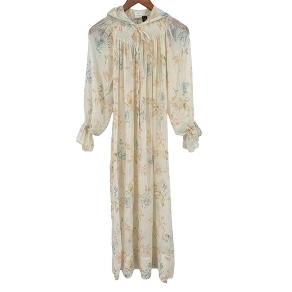 Gilligan & O'Malley Cottage Core Floral Vintage Nightgown smocked hooded medium - Picture 1 of 16